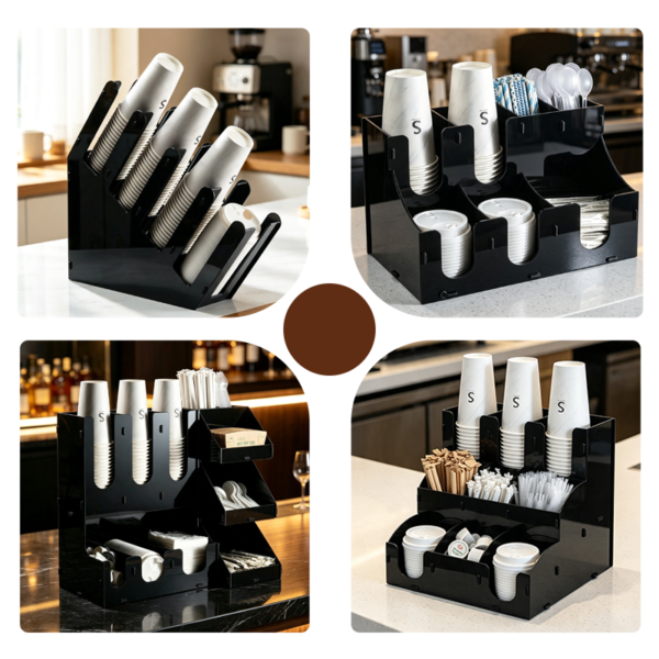 3 Detachable Multi Compartment Coffee Condiment Organizer