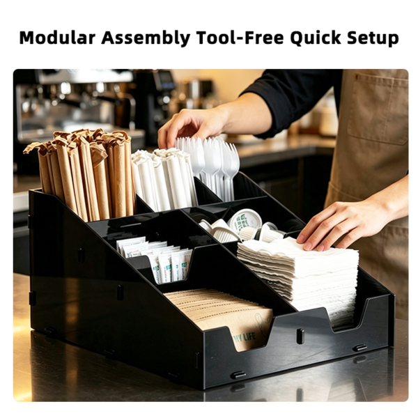 4 Detachable Multi Compartment Coffee Condiment Organizer