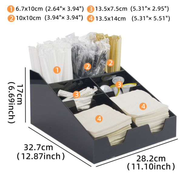 尺寸图 Multi-tier coffee and milk tea counter organizers